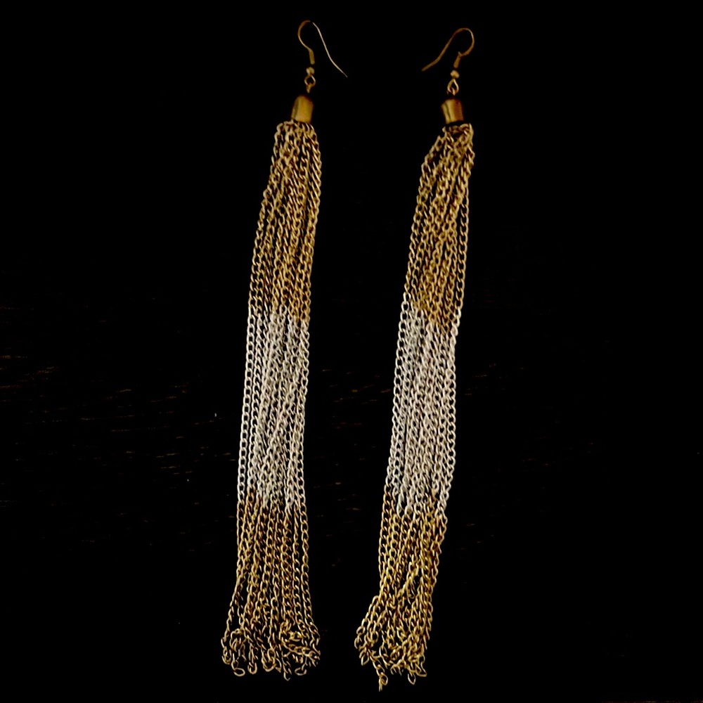 Super Long dangly gold and silver earrings Express